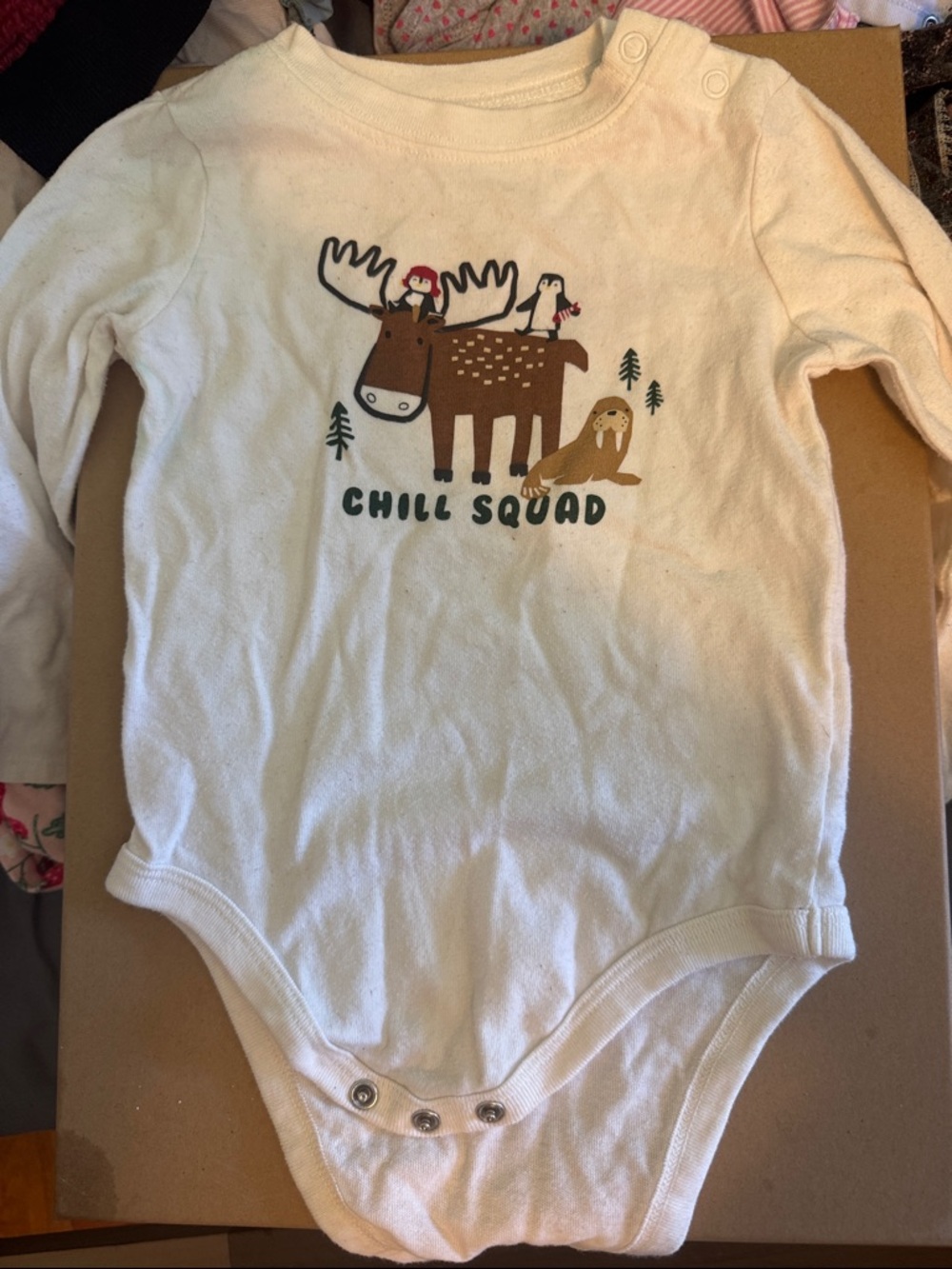 Kids 'Chill Squad' Cream One-Piece Bodysuit